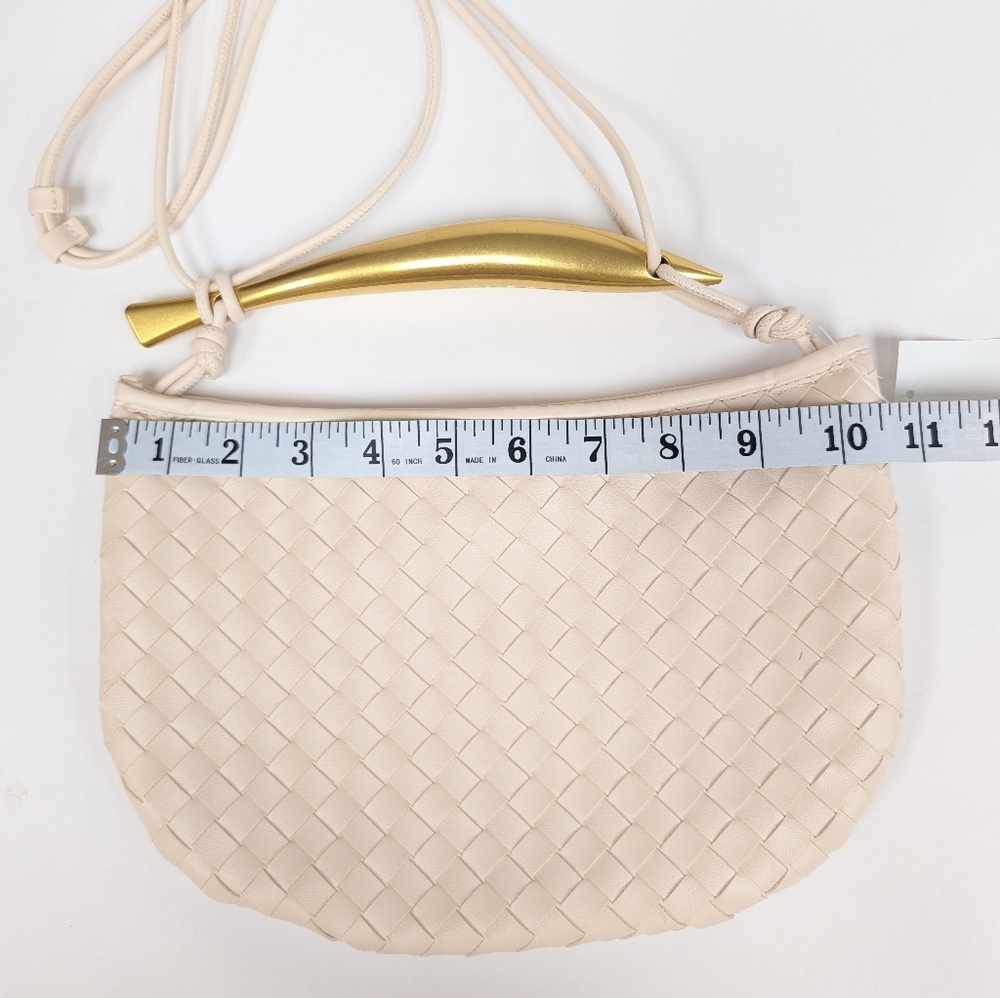 NWT Hobo Mini Sardine Shoulder Bag Ivory Woven Golden Handle - Picture 7 of 9